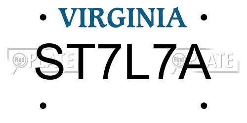 ST7L7A Virginia License Plate