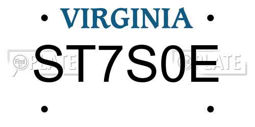 ST7S0E Virginia License Plate