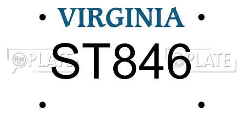 ST846 Virginia License Plate