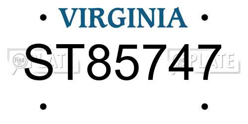 ST85747 Virginia License Plate