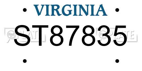 ST87835 Virginia License Plate