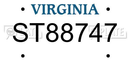 ST88747 Virginia License Plate