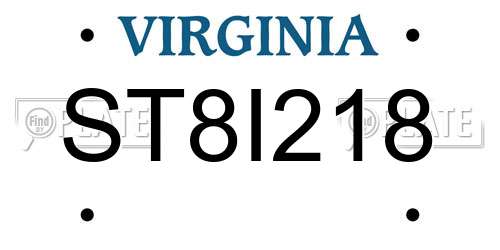 ST8I218 Virginia License Plate