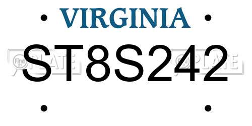 ST8S242 Virginia License Plate
