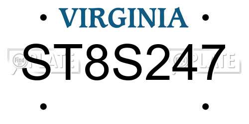 ST8S247 Virginia License Plate