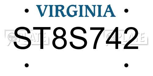 ST8S742 Virginia License Plate