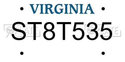 ST8T535 Virginia License Plate