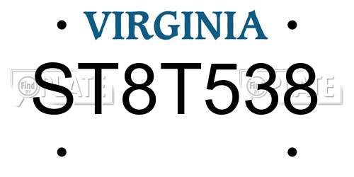 ST8T538 Virginia License Plate