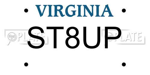 ST8UP Virginia License Plate