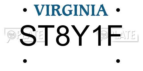 ST8Y1F Virginia License Plate