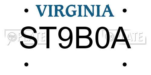 ST9B0A Virginia License Plate