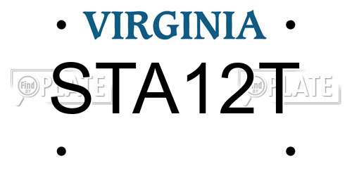 STA12T Virginia License Plate