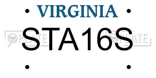 STA16S Virginia License Plate