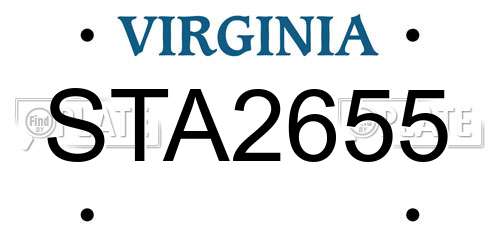 STA2655 Virginia License Plate