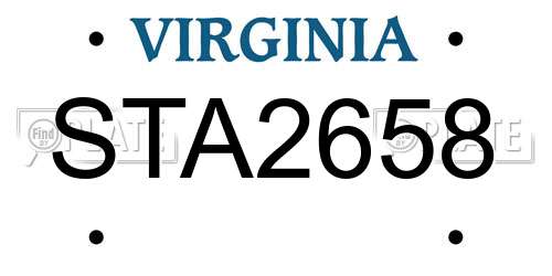 STA2658 Virginia License Plate