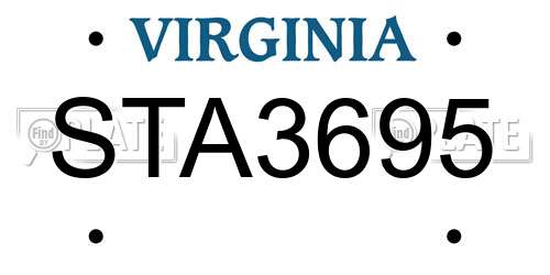 STA3695 Virginia License Plate
