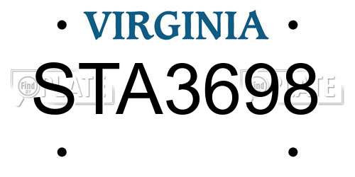 STA3698 Virginia License Plate