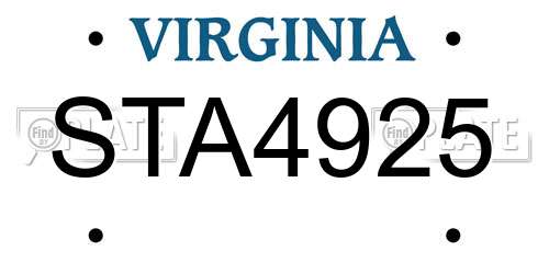 STA4925 Virginia License Plate