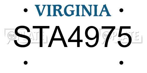 STA4975 Virginia License Plate