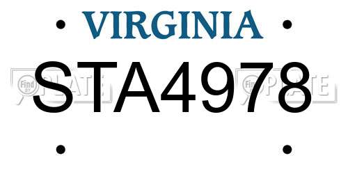 STA4978 Virginia License Plate