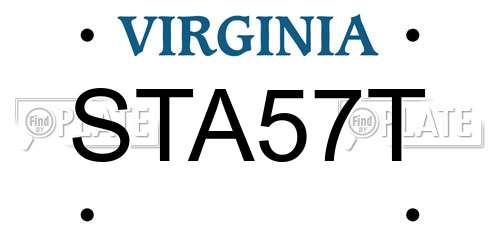 STA57T Virginia License Plate