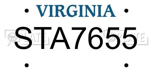 STA7655 Virginia License Plate
