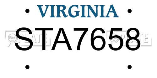 STA7658 Virginia License Plate