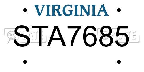 STA7685 Virginia License Plate