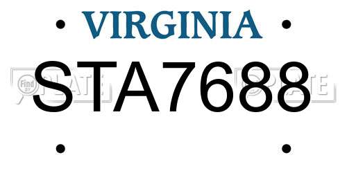 STA7688 Virginia License Plate