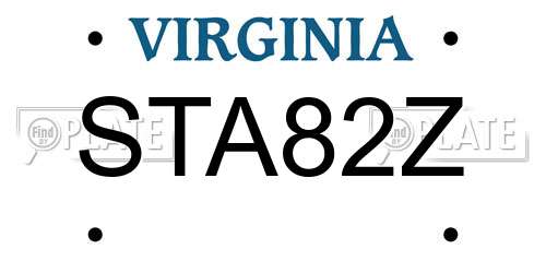 STA82Z Virginia License Plate