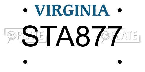 STA877 Virginia License Plate