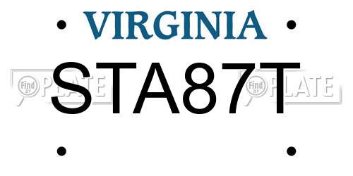 STA87T Virginia License Plate