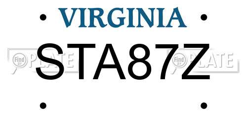 STA87Z Virginia License Plate