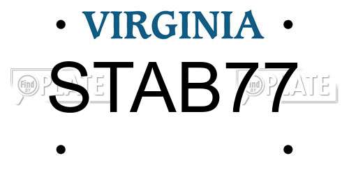 STAB77 Virginia License Plate