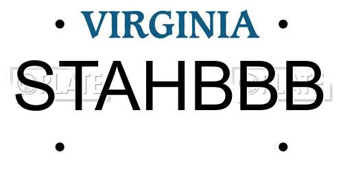 STAHBBB Virginia License Plate