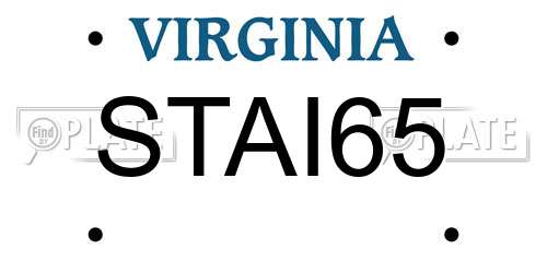 STAI65 Virginia License Plate