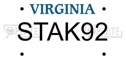 STAK92 Virginia License Plate