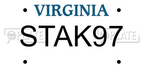 STAK97 Virginia License Plate