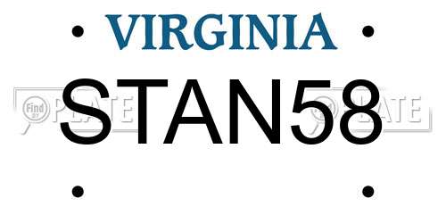 STAN58 Virginia License Plate