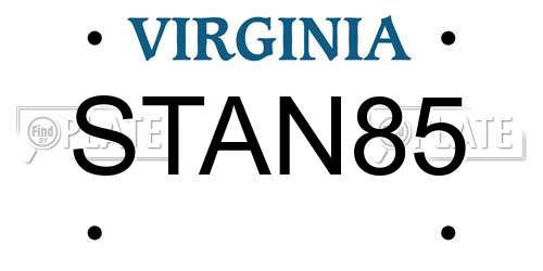 STAN85 Virginia License Plate