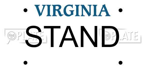 STAND Virginia License Plate