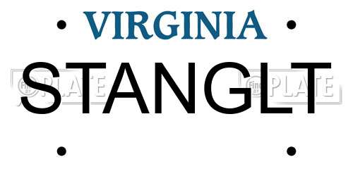STANGLT Virginia License Plate