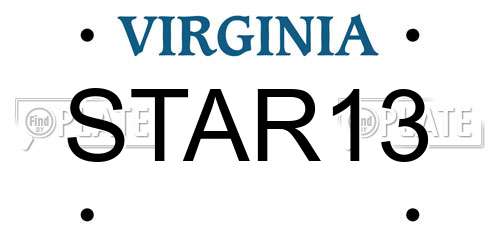 STAR13 Virginia License Plate