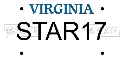 STAR17 Virginia License Plate