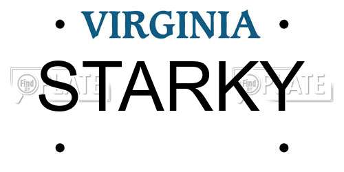 STARKY Virginia License Plate