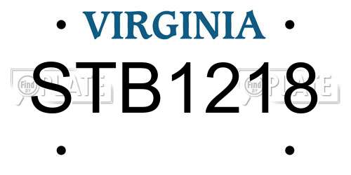 STB1218 Virginia License Plate