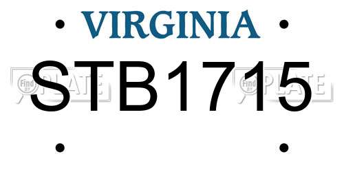 STB1715 Virginia License Plate