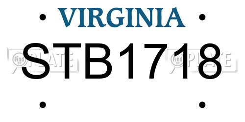 STB1718 Virginia License Plate