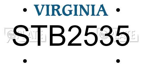STB2535 Virginia License Plate