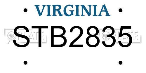 STB2835 Virginia License Plate